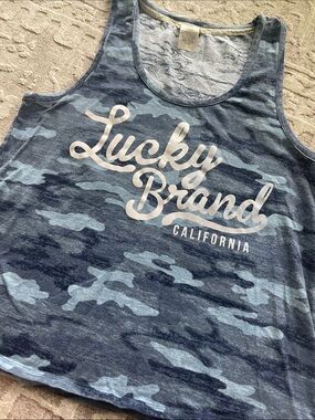 Lucky Brand Blue Camo Graphic Tank